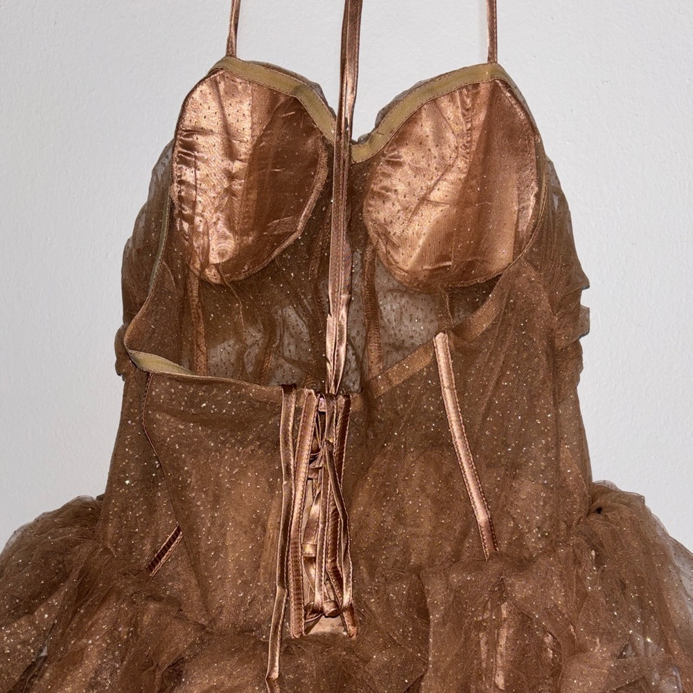 Chic Brown Ruffled Dress - Picture 5 of 7